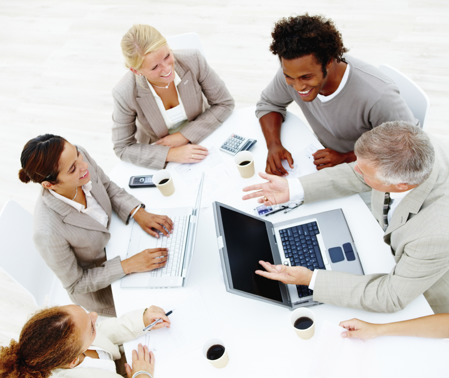 Smiling colleagues having a business meeting